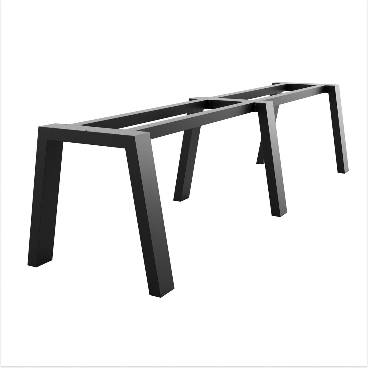 TISCHBEINE Thusia Extreme Long Metall Schwarz 300/80/72 cm - Schwarz, Metall (80/72/300cm) - Metalo Pro