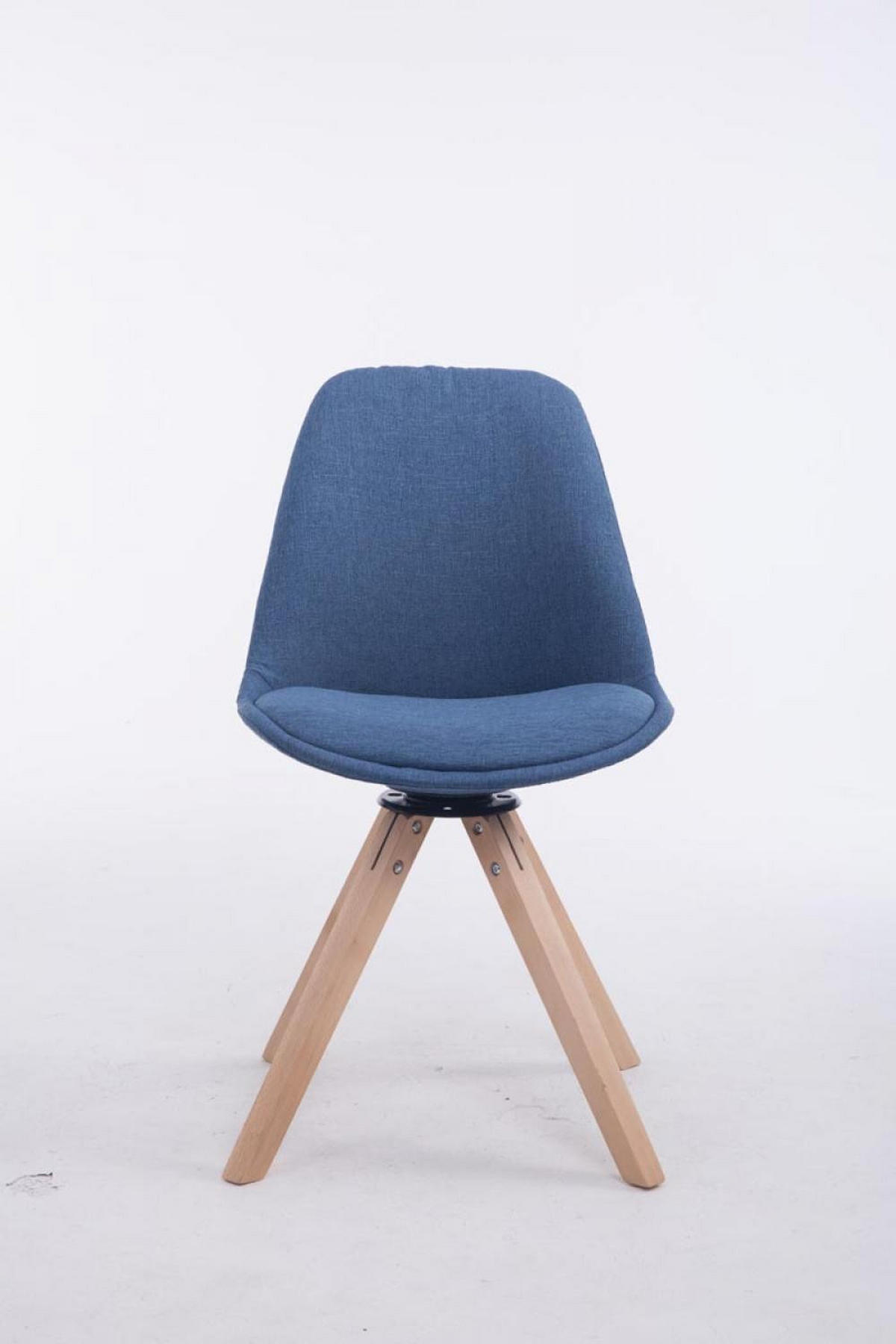 DREHSTUHL Stoff blau - Blau/Eukalyptusholzfarben, Holz/Textil (48/84/56cm) - CLP