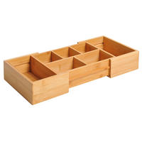 AUFBEWAHRUNGSBOX, ausziehbar, Bambus, Natur, 24,6 x 17,6 x 7 cm - Naturfarben, Holz (17.6/7/24.6cm) - HOMCOM