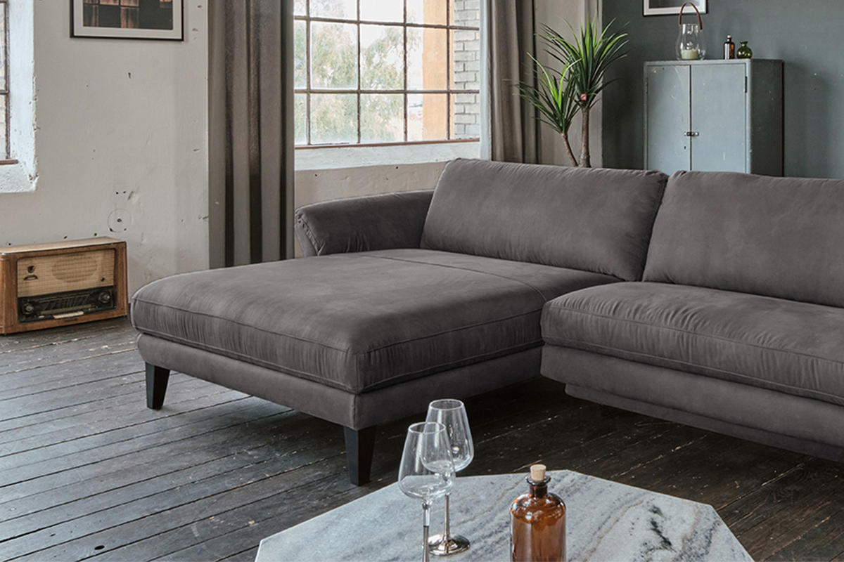 ECKSOFA MIT MOTORISCHER RELAXFUNKTION MALTA Anthrazit Webstoff - Anthrazit/Schwarz, Buchenholz/Textil (302/175cm) - KAWOLA