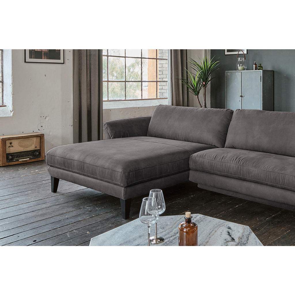 Thumbnail - Kawola Ecksofa, Anthrazit, Schwarz, Textil, Echtholz,Buche, 3-Sitzer, Füllung: Kaltschaum, Ottomane links, L-Form, eckig...