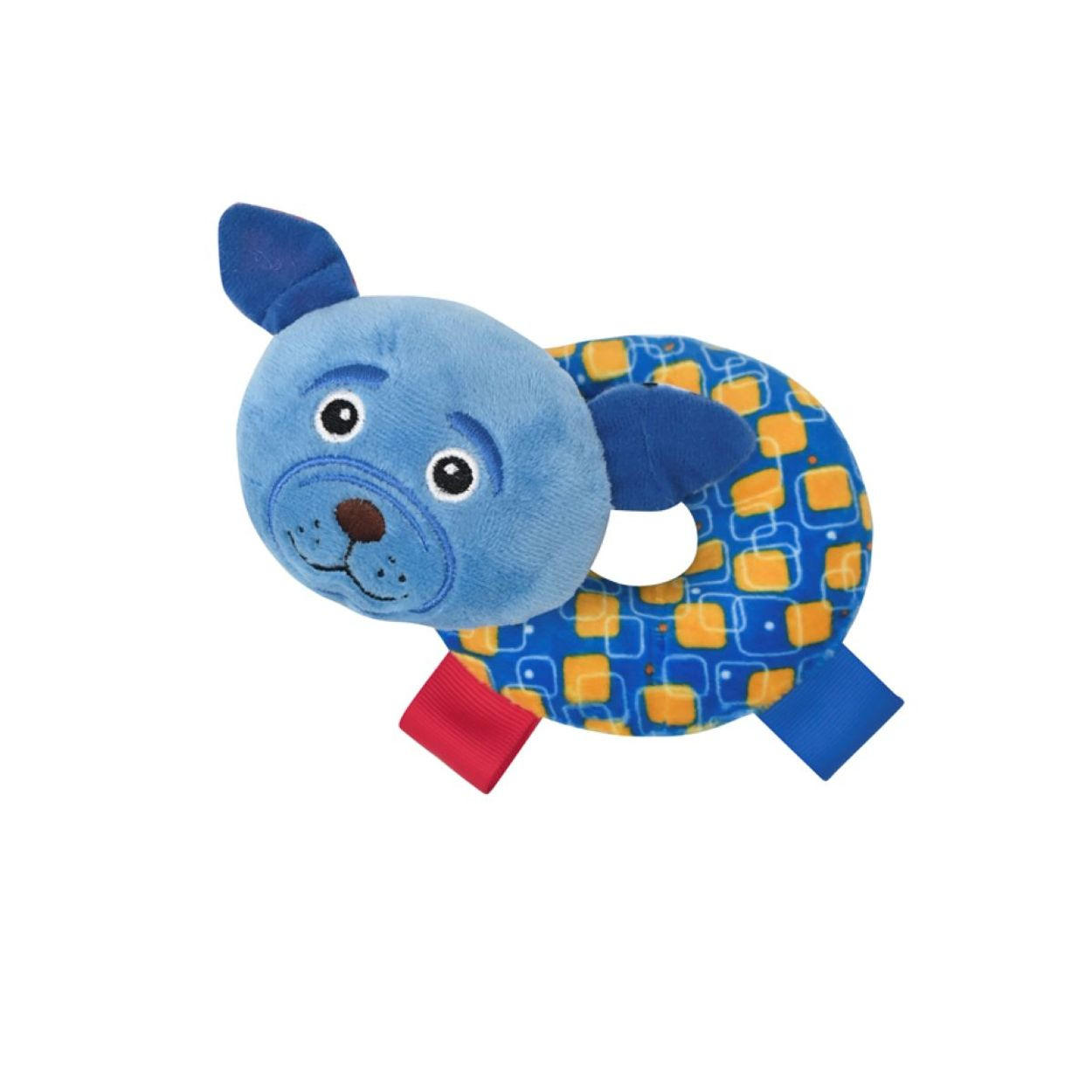 BABYRASSEL Tiere blau Greifling aus Plüsch, leuchtende Farben, ab Geburt, weiche Haptik - Blau, Textil (8/6/11cm) - Lorelli