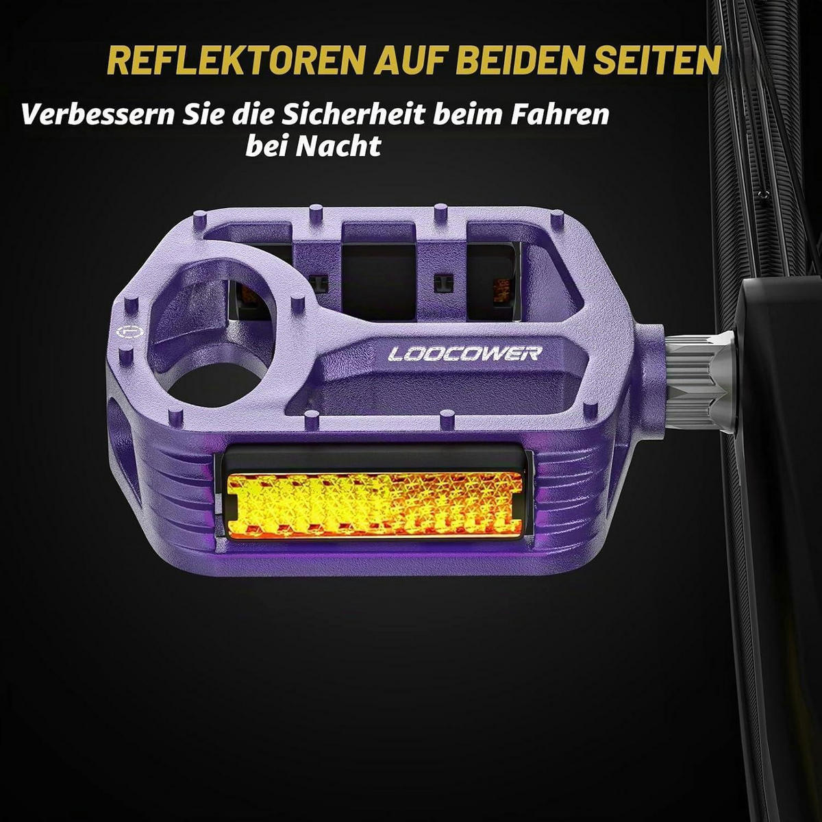 FAHRRADPEDALE Aluminium Plattform Violett mit Reflektoren - Violett, Metall (10/1.5/12cm)
