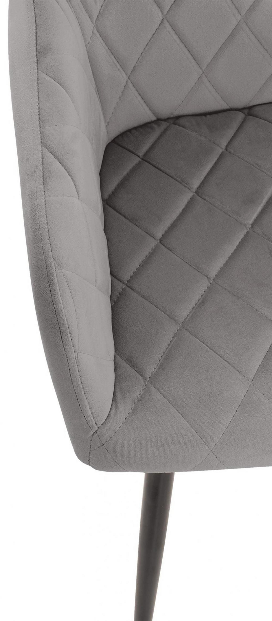 ARMLEHNENSTUHL 4er Set Samt grau - Schwarz/Grau, Textil/Metall (47/84/44cm) - CLP