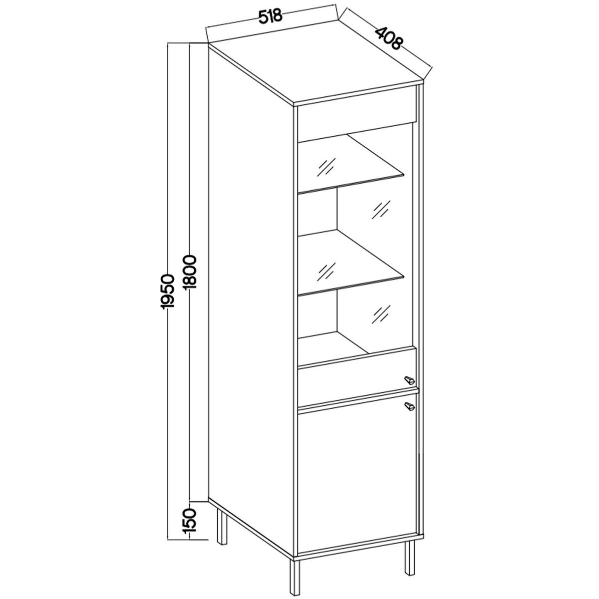 VITRINENSCHRÄNK FLOREN, Creme/Gold - Creme, Holzwerkstoff/Metall (51.8/195/40.8cm) - KONSIMO®