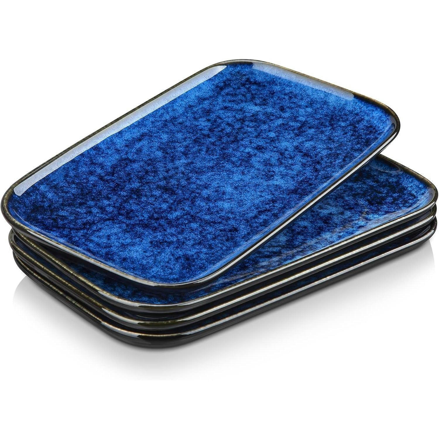 SERVIERPLATTEN 4-teiliges Set Blau-Grün 28 cm - Blau, Keramik (17/2/28cm)