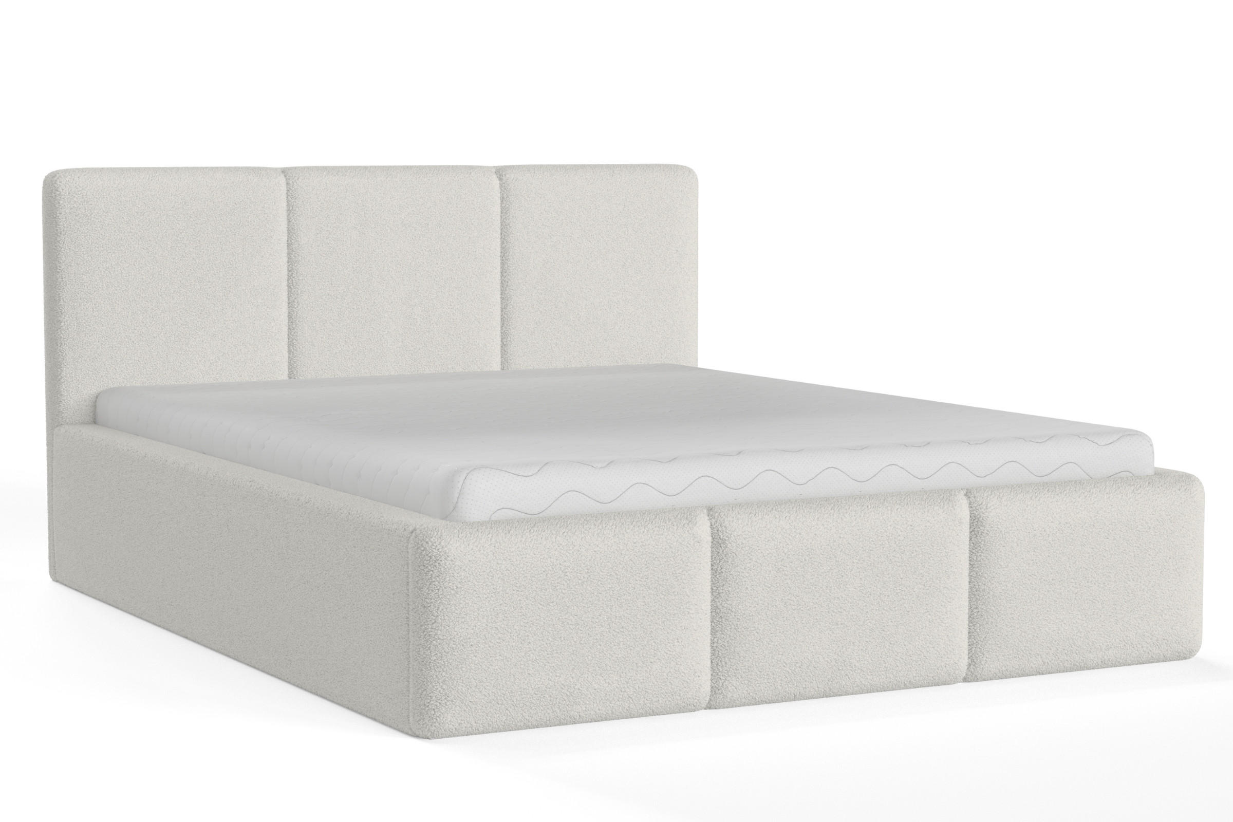POLSTERBETT FOXY 180/200 in Boucle Weiß - Weiß, Holz/Holzwerkstoff (180/200cm) - Deine Möbel 24
