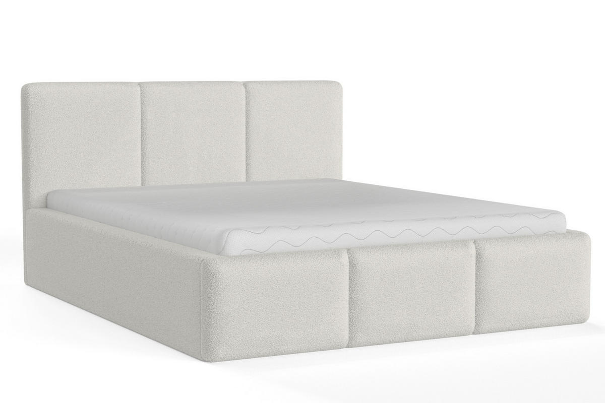 POLSTERBETT FOXY 160/200 in Boucle Weiß - Weiß, Holz/Holzwerkstoff (160/200cm) - Deine Möbel 24