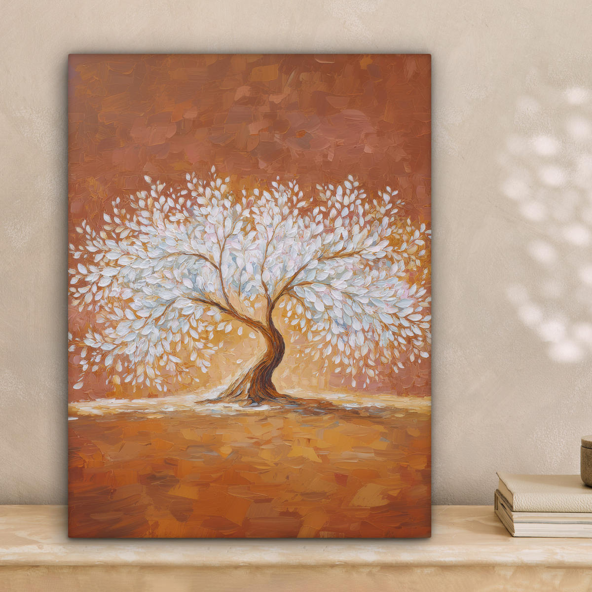 LEINWANDBILD Abstrakt - Baum - Weiß - Blätter Room Decor 30x40 cm - Braun, Textil (30/40cm) - MuchoWow