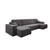 WOHNLANDSCHAFT Hugo U-Form Cordstoff mit Schlaffunktion und Bettkasten - Dunkelgrau, Textil (312/83/142cm) - VENASI MÖBEL