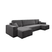 WOHNLANDSCHAFT Hugo U-Form Cordstoff mit Schlaffunktion und Bettkasten - Dunkelgrau, Textil (312/83/142cm) - VENASI MÖBEL