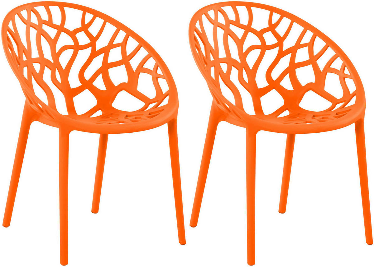 GARTENSTUHL 2er Set Kunststoff Orange - Orange, Kunststoff (59/80/60cm) - CLP
