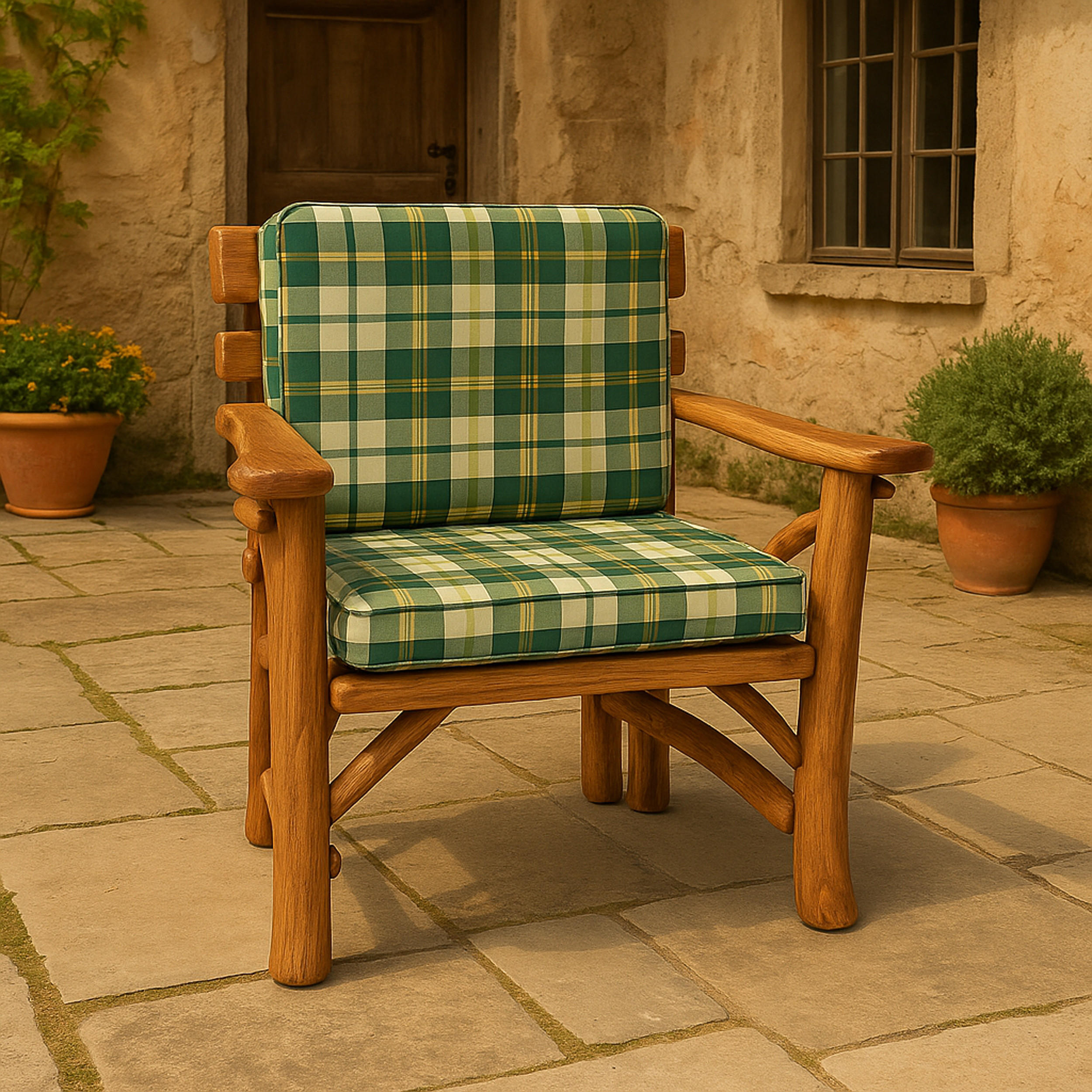 GARTENSESSEL-AUFLAGE Deluxe Brockton Grün/Beige kariert - Grün, Textil (48/7/88cm) - TPFGarden