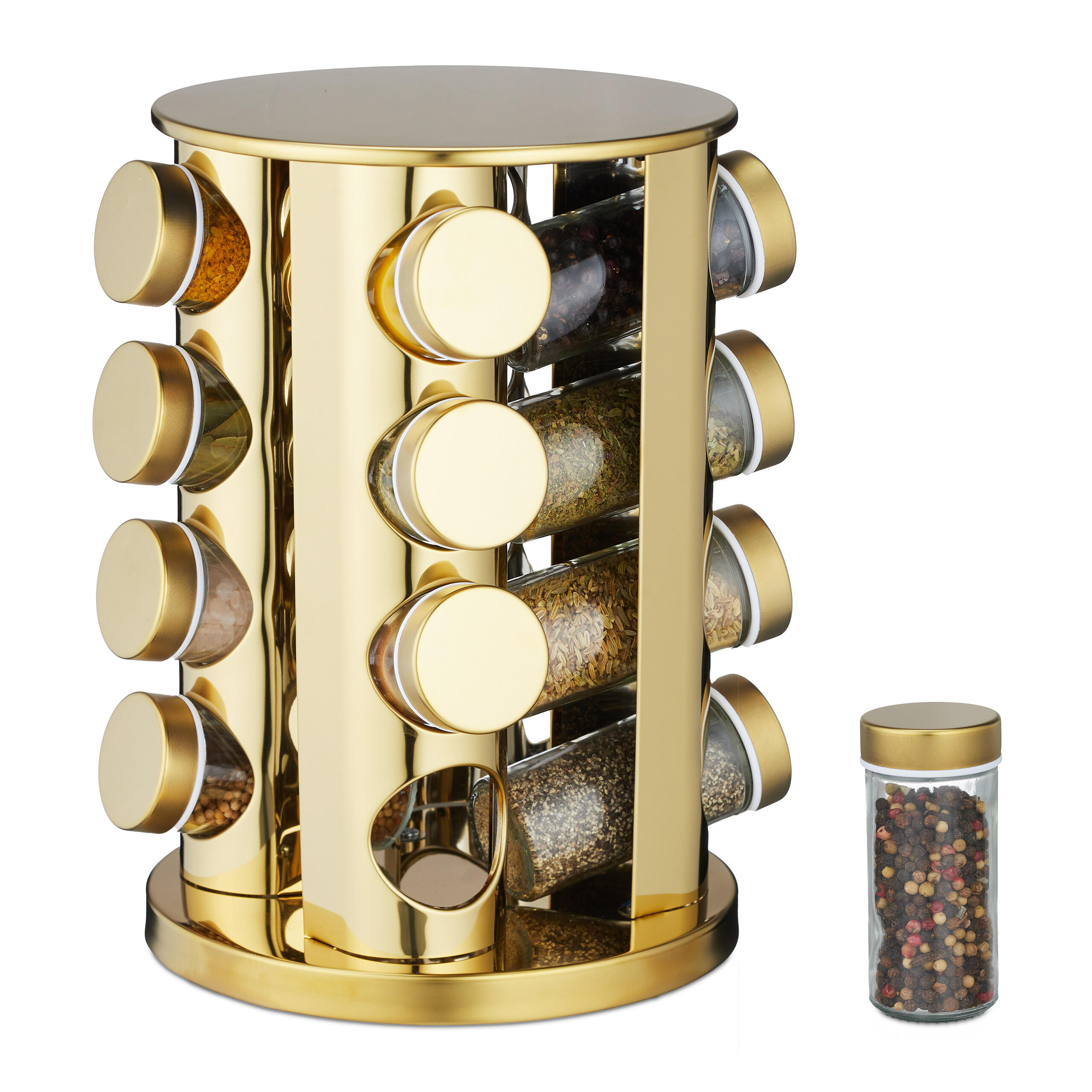 GEWÜRZKARUSSELL - Multicolor, Glas/Kunststoff (20/27.5/20cm) - Relaxdays
