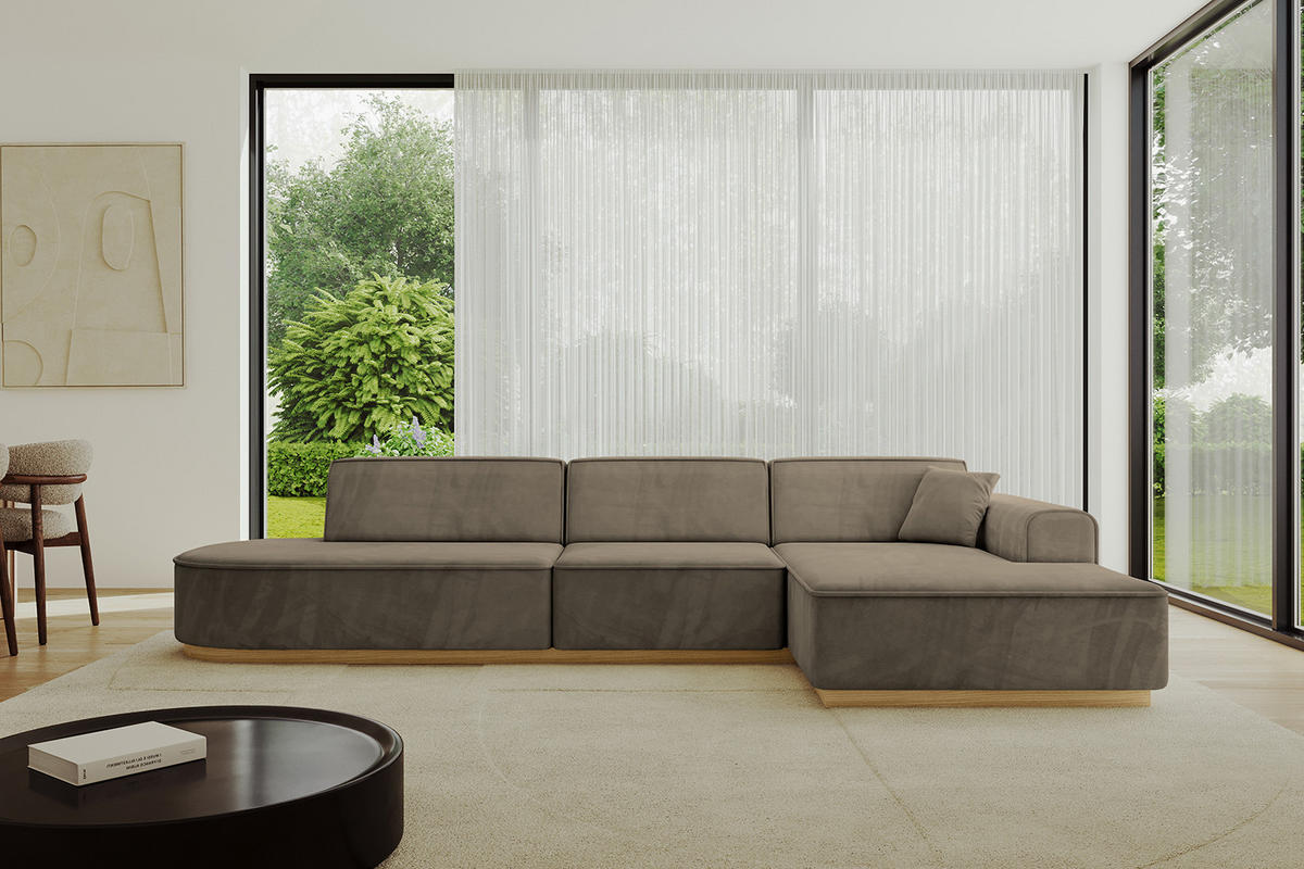 ECKSOFA Ottomane Rechts IREA-L2-v2 - 328x171x83 cm Braun - Braun, Holzwerkstoff/Textil (171/328cm) - ALTDECOR