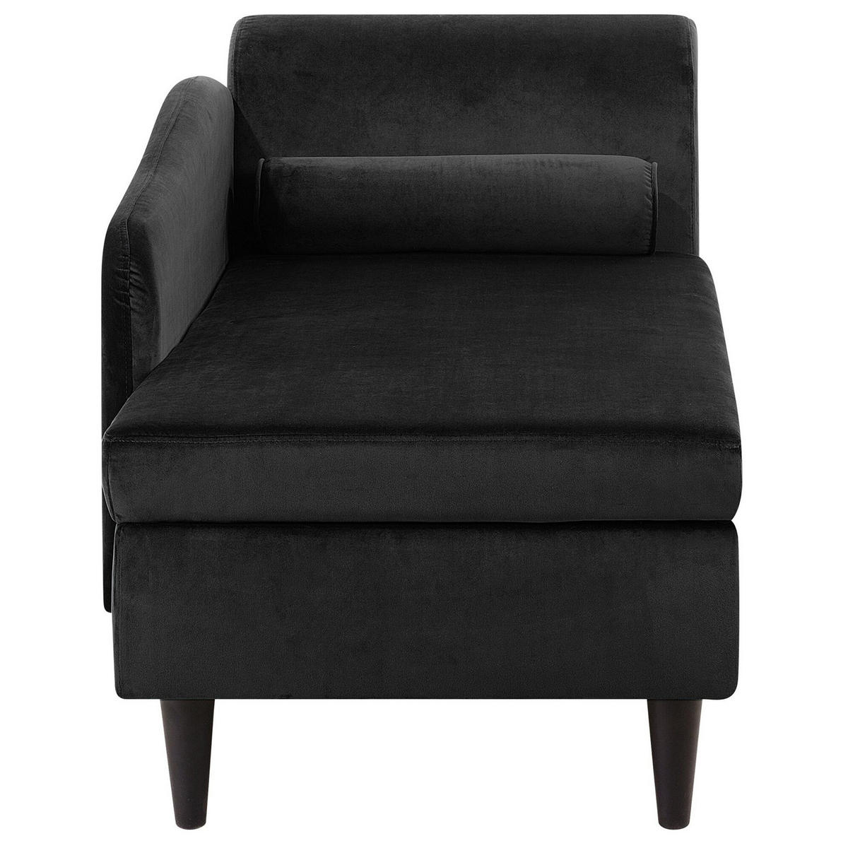 CHAISELONGUE Samtstoff schwarz rechtsseitig Luiro - Dunkelbraun/Schwarz, Textil (160/77/70cm) - Beliani