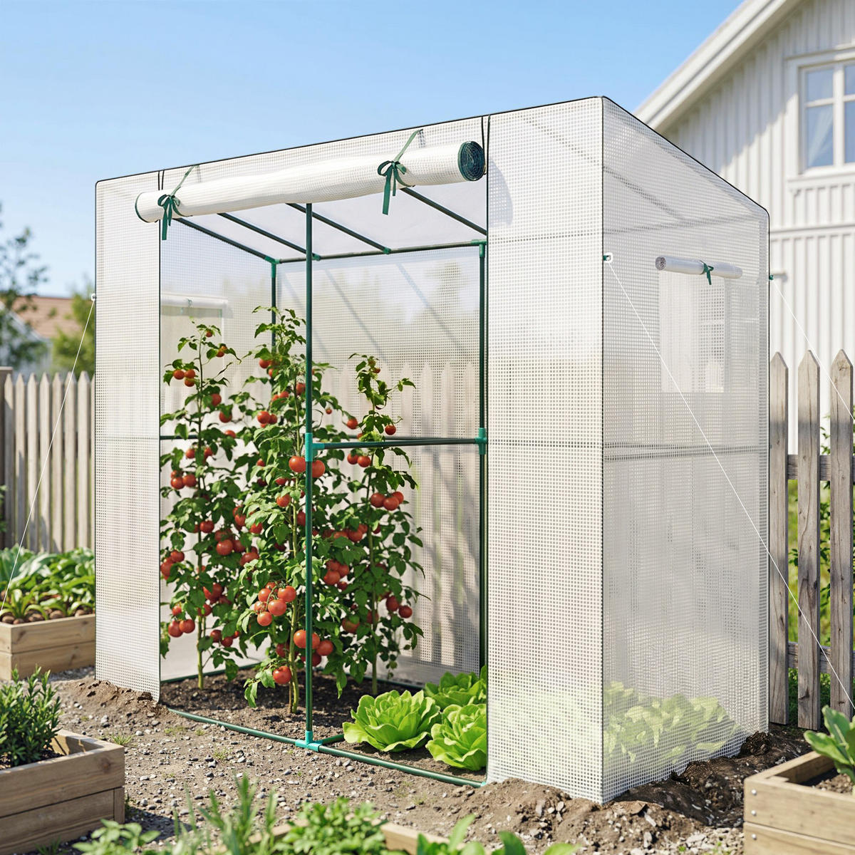 GEWÄCHSHAUS, 200L x 76B x 170H cm - Weiß, Metall (76/170/200cm) - Outsunny