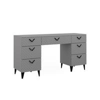SCHMINKTISCH Anett Grau 150 cm ohne Spiegel, mit 7 Schubladen - Grau, Holzwerkstoff (45/150/78.1cm) - Vicco