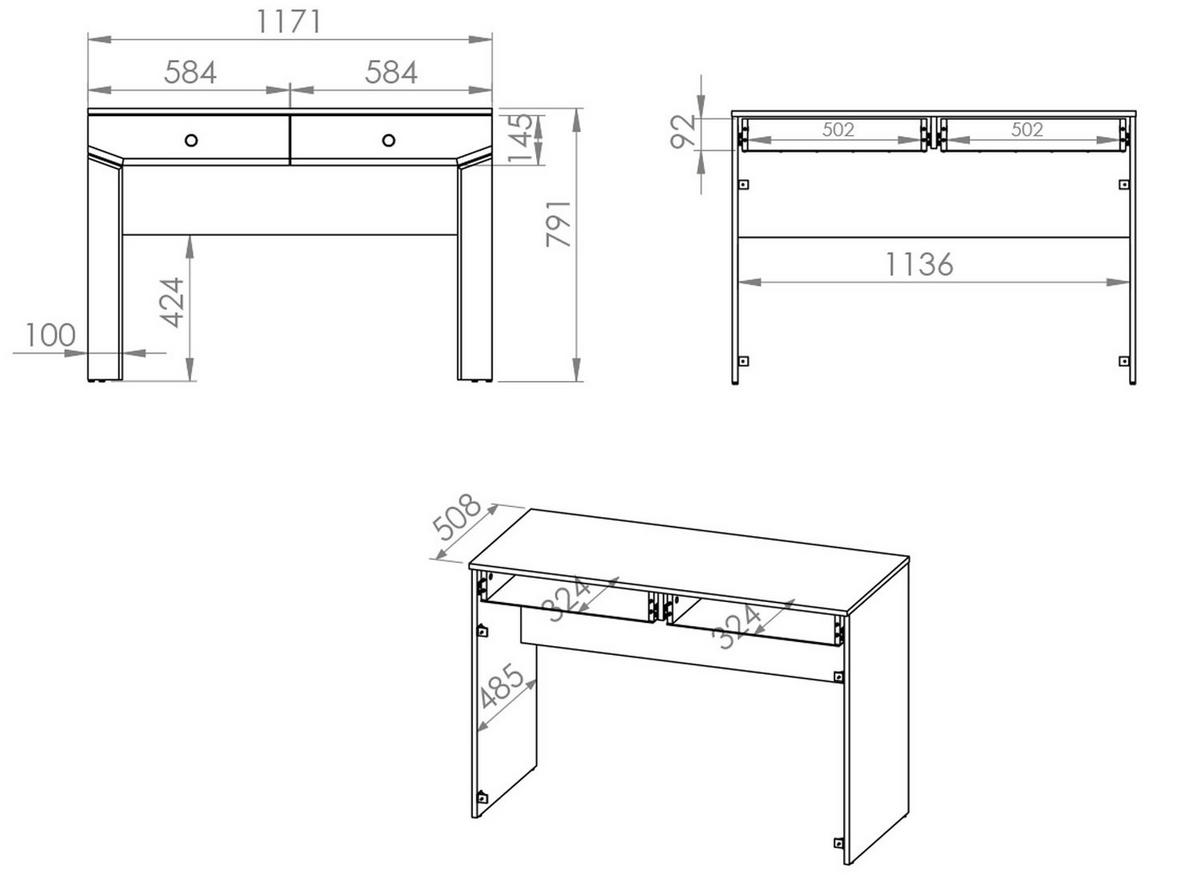SCHREIBTISCH Terni silbergrau 117 / 51 / 79cm - Silberfarben/Grau, Holz/Holzwerkstoff (51/117/79cm) - Feldmann-Wohnen