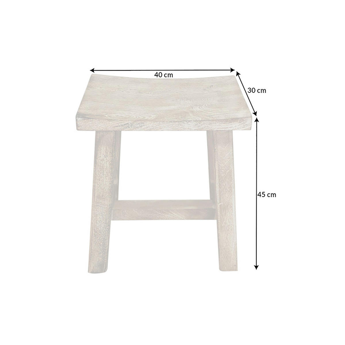 HOCKER FINCA Mango Beige 45 cm - Beige/Braun, Mangoholz/Holz (40/45/30cm) - riess-ambiente