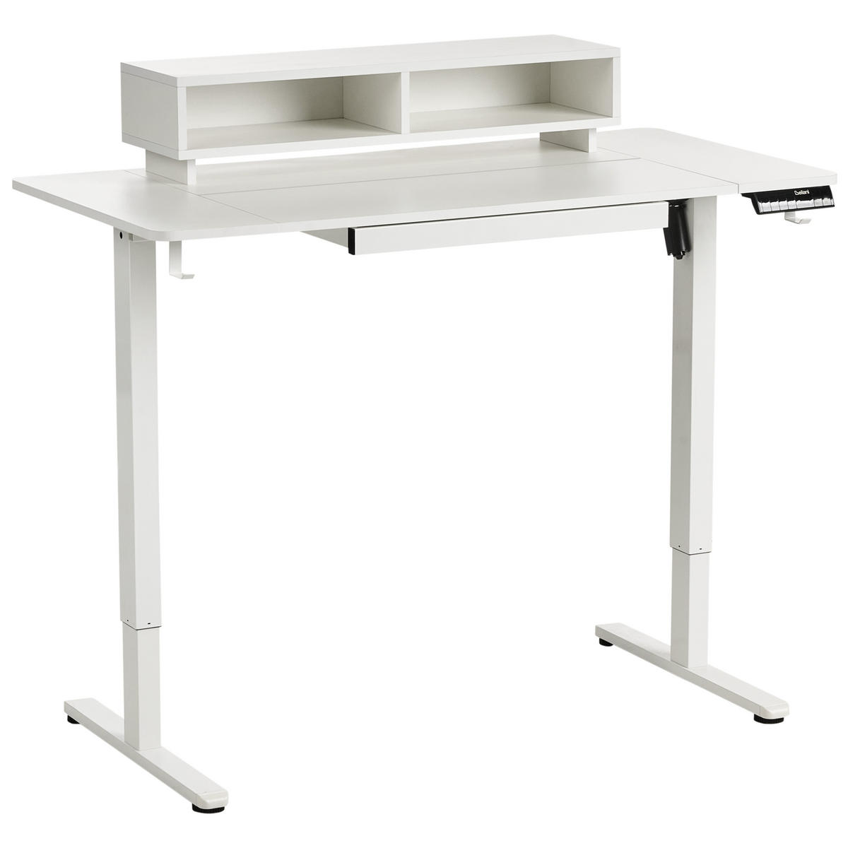 SCHREIBTISCH elektrisch höhenverstellbar 120/60 cm mit USB-Anschluss Weiß Lucama - Weiß, Holzwerkstoff/Metall (60/120/88cm) - Beliani