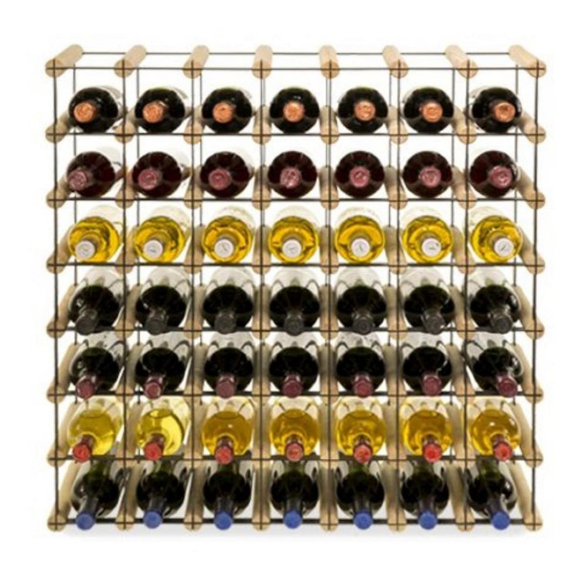 WEINREGAL Vinotega Mod Metal 72,5x72,5x24,5 cm 7x7 Flaschen Massives Kiefernholz Natur - Naturfarben, Holz (72.5/72.5/24.5cm) - PROREGAL