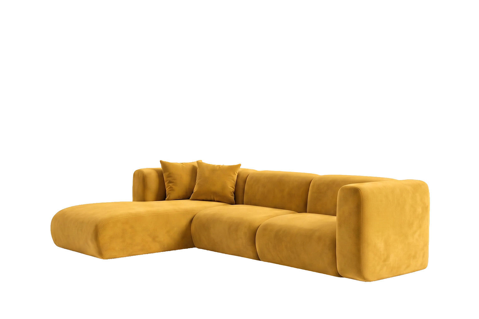 ECKSOFA L-Form, Velvet-Stoff Bluvel, Golden, Links, GRETA - Goldfarben, Holz (318/179cm) - Kaiser Möbel
