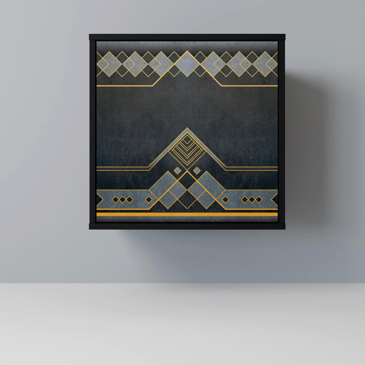 SIDEBOARD ROYAL ORDINARINESS, Schwarz, 57,5x42x72,5 cm, Schwarze Metallfüße - Multicolor/Schwarz, Holzwerkstoff/Metall (57.5/72.5/42cm) - SpaceRebels