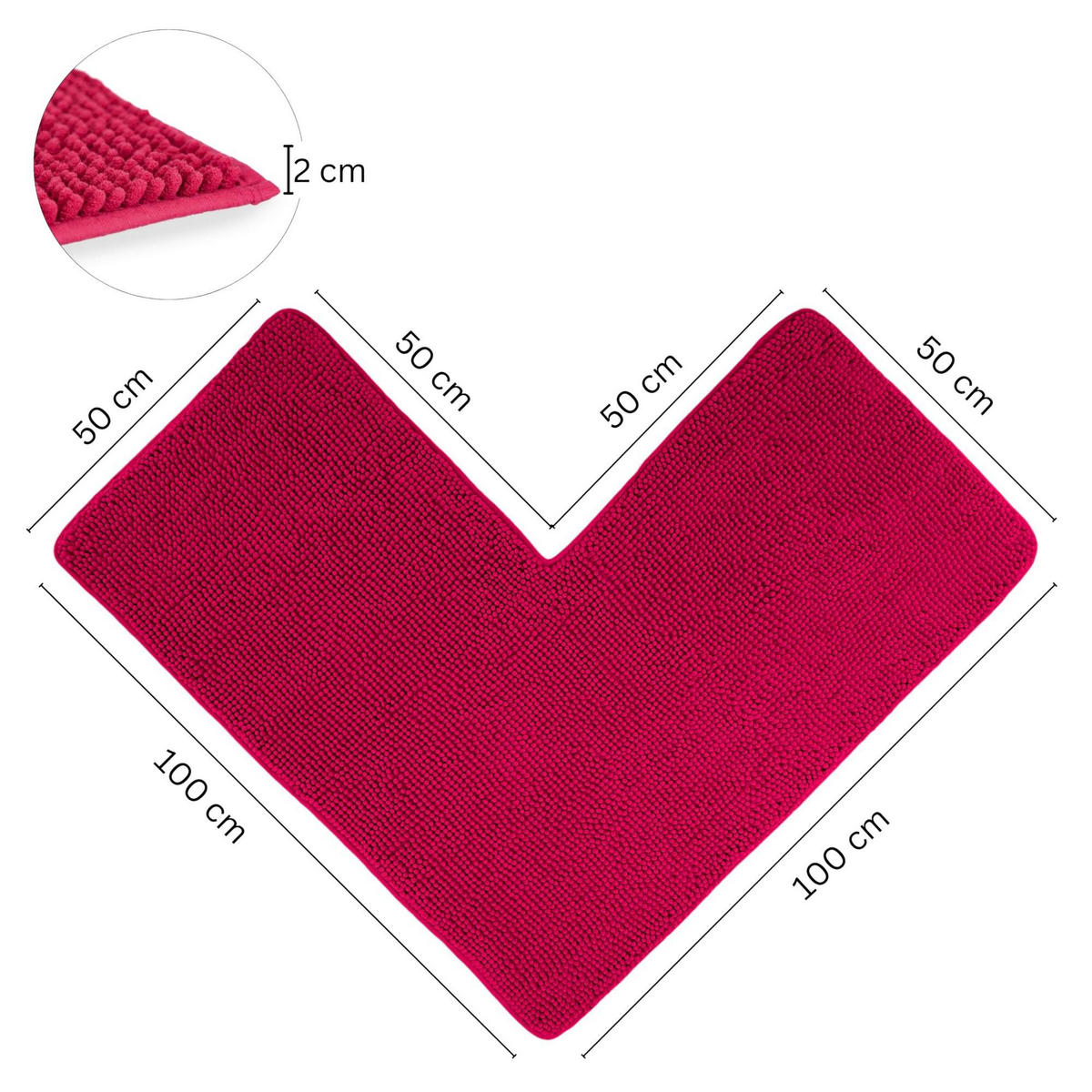 ECKBADEMATTE PARIS - Beere, Textil (100/100cm) - WohnDirect