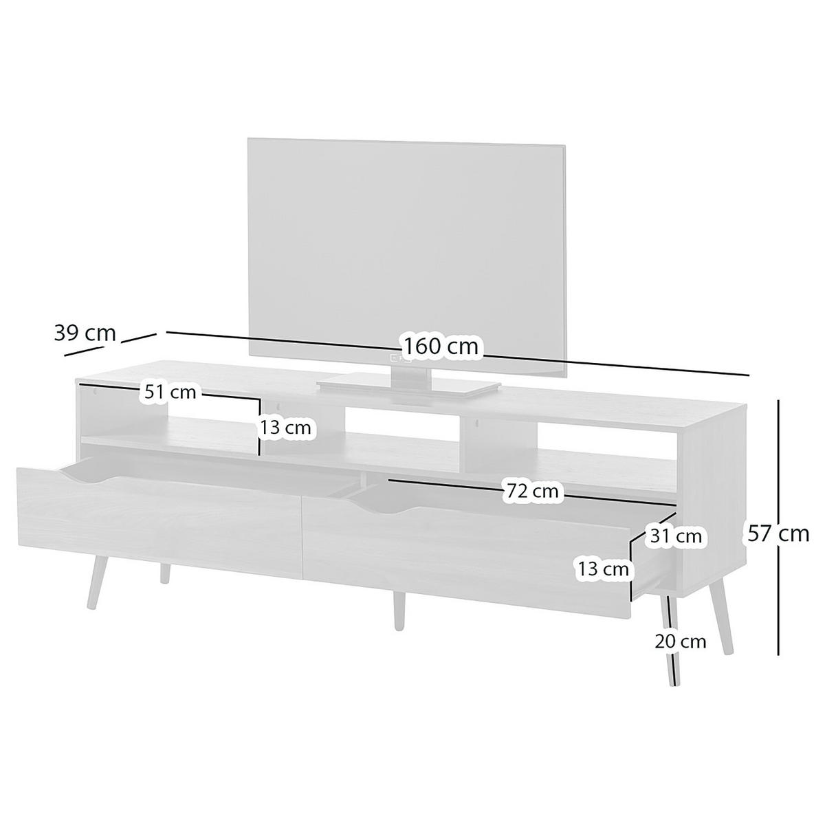 TV-LOWBOARD - Walnuss Dekor, 160 cm - Walnussfarben/Schwarz, Holzwerkstoff (160/57/39cm) - home24