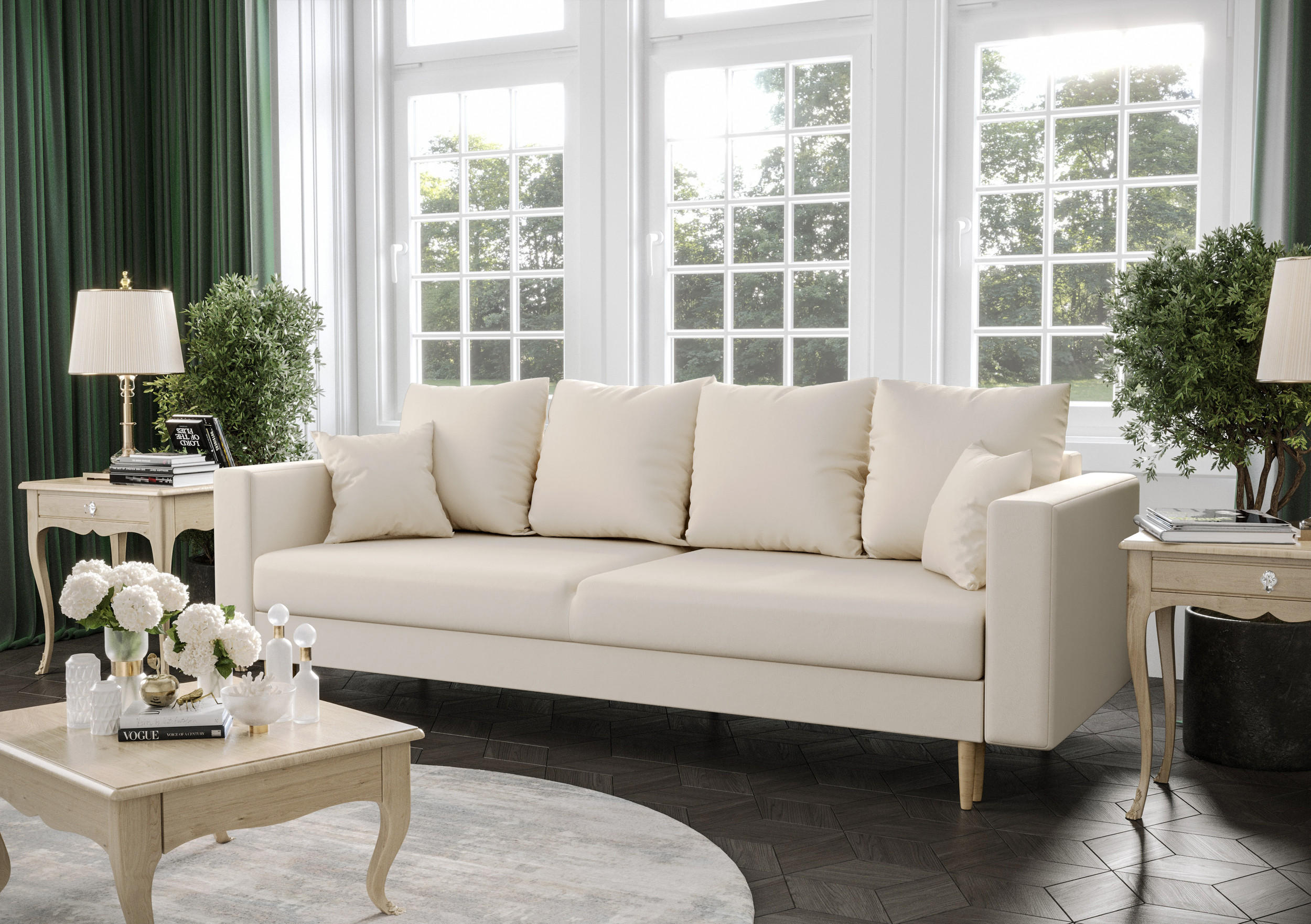 SOFA KRISTI mit Schlaffunktion ITAKA 16 Sofa mit Stauraum - Creme, Textil (90/87/230cm) - Bedante