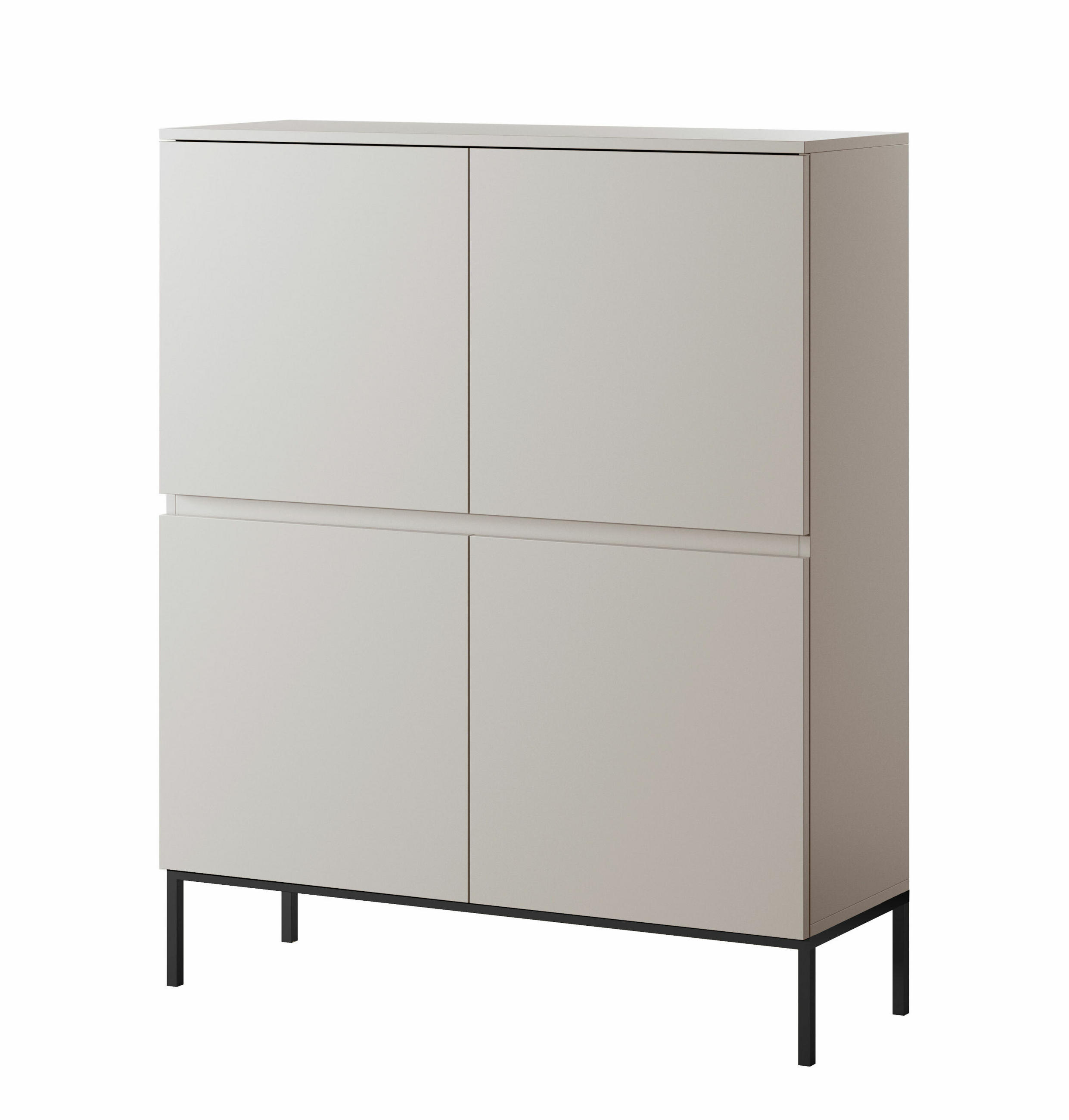 HIGHBOARD Bemmi Beige mit schwarzen Beinen 4-türig 100 cm - Beige/Schwarz, Holzwerkstoff/Metall (100/120.5/35cm) - Selsey