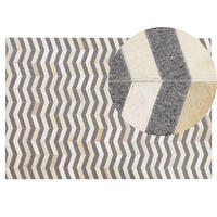 PATCHWORK-TEPPICH Baggoze 200/140 cm - Grau, Fell (140/200cm) - Beliani