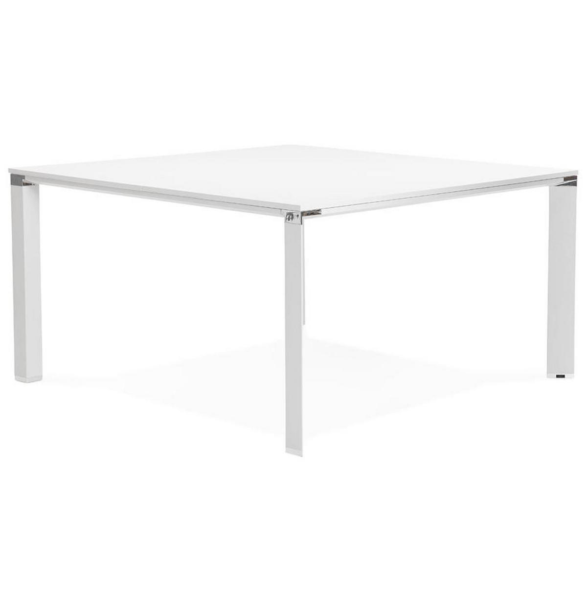 SCHREIBTISCH Minimalistisch Chromakzente Quadratisch KERIX, Weiß 160x160x74,5 cm - Weiß, Holz/Metall (160/160/75cm) - KADIMA DESIGN