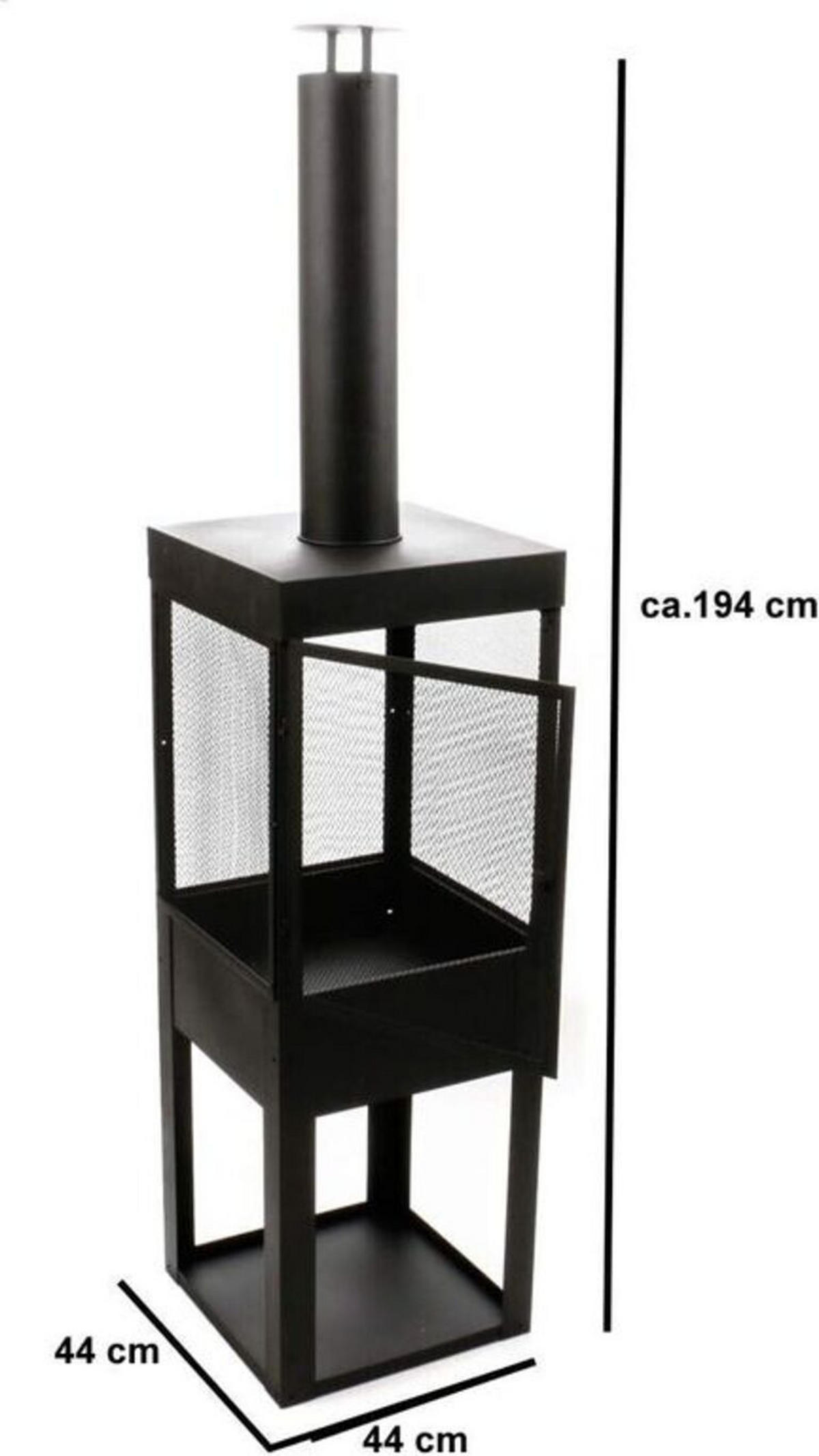 FEUERSTELLE Schwarz mit Funkeschutz 194cm - Schwarz, Metall (44/44/54cm) - BBQ Collection