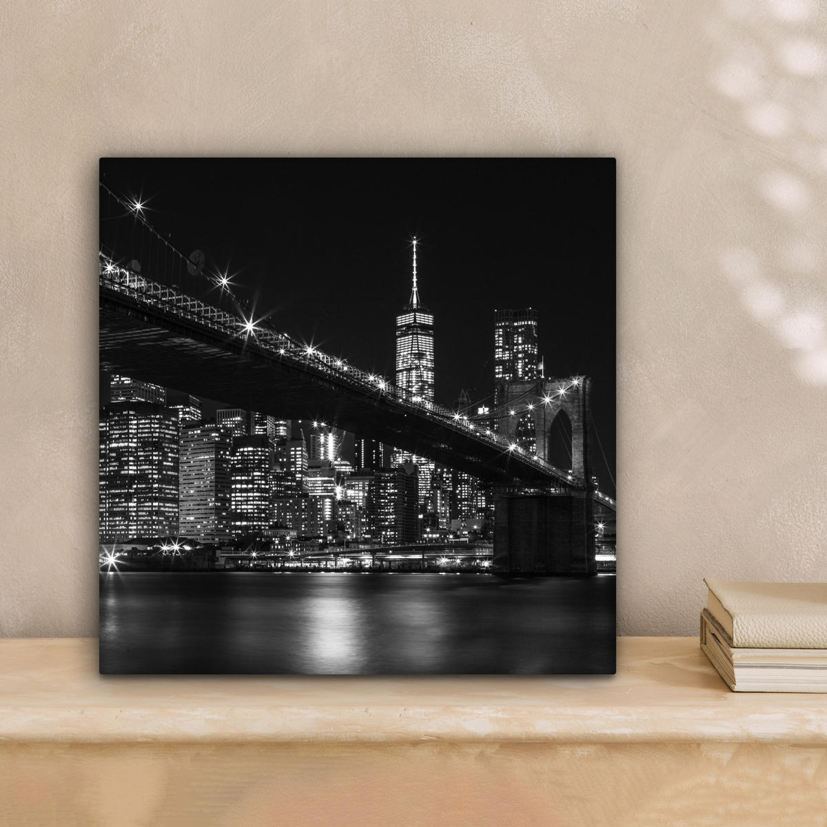 LEINWANDBILD New York - Brooklyn - Brücke Deko Wohnzimmer 20x20 cm - Schwarz, Textil (20/20cm) - MuchoWow