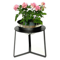 BLUMENHOCKER mit Topf Metall Schwarz/Silber 33,5/36,5/33,5 cm - Schwarz, Metall (33.5/33.5/36.5cm) - DanDiBo