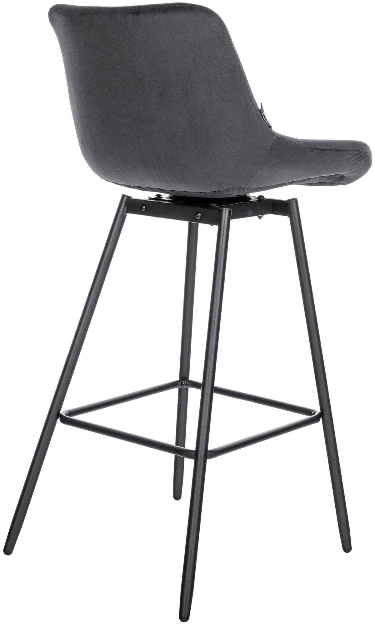 BARHOCKER Welton Schwenkbar Samt dunkelgrau - Anthrazit/Schwarz, Textil/Metall (49/105/56cm) - TPFLiving