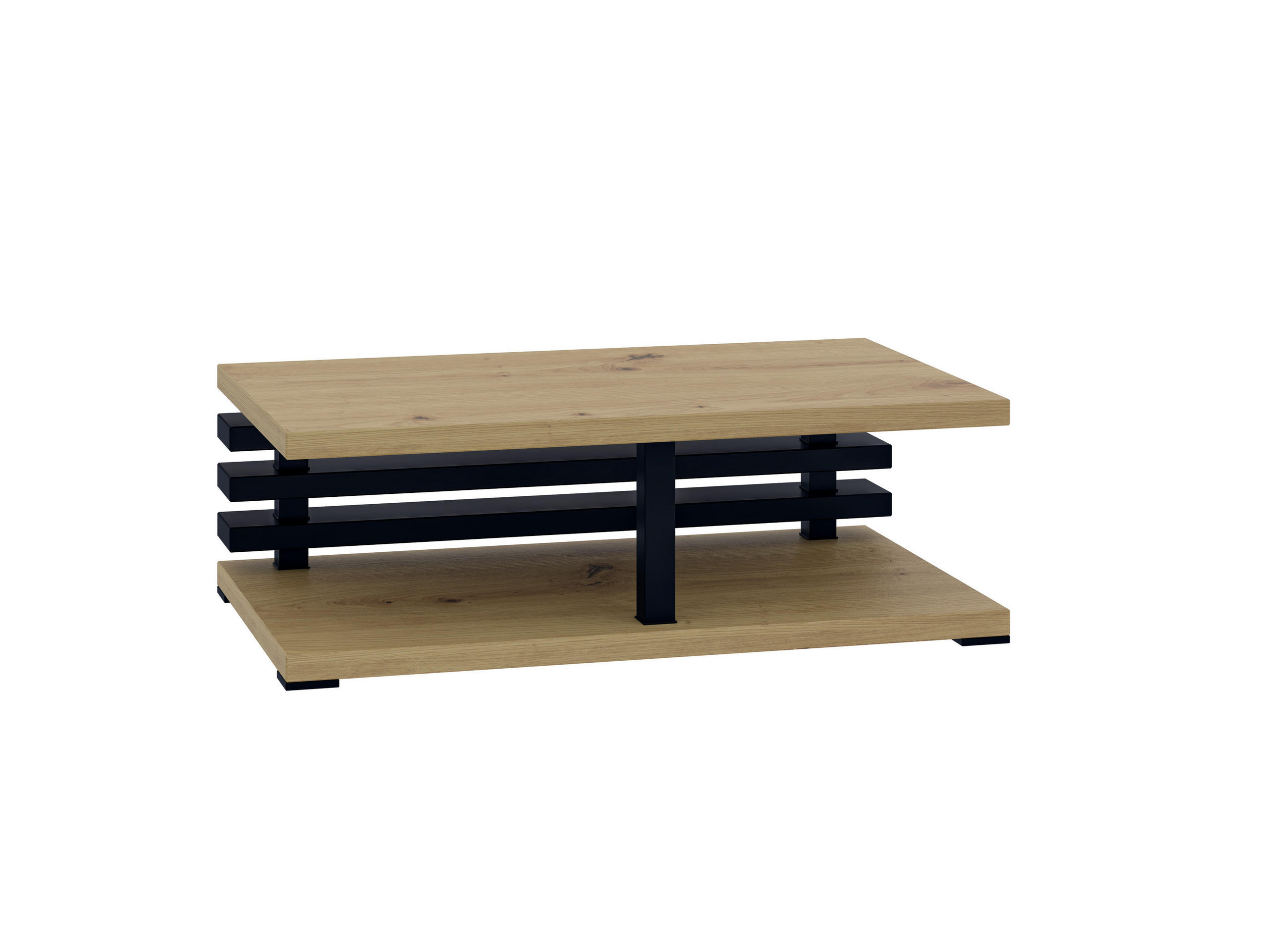 COUCHTISCH rechteckig Eiche Artisan - Schwarz - Eichefarben/Weiß, Holzwerkstoff (60/120/31cm) - designimpex