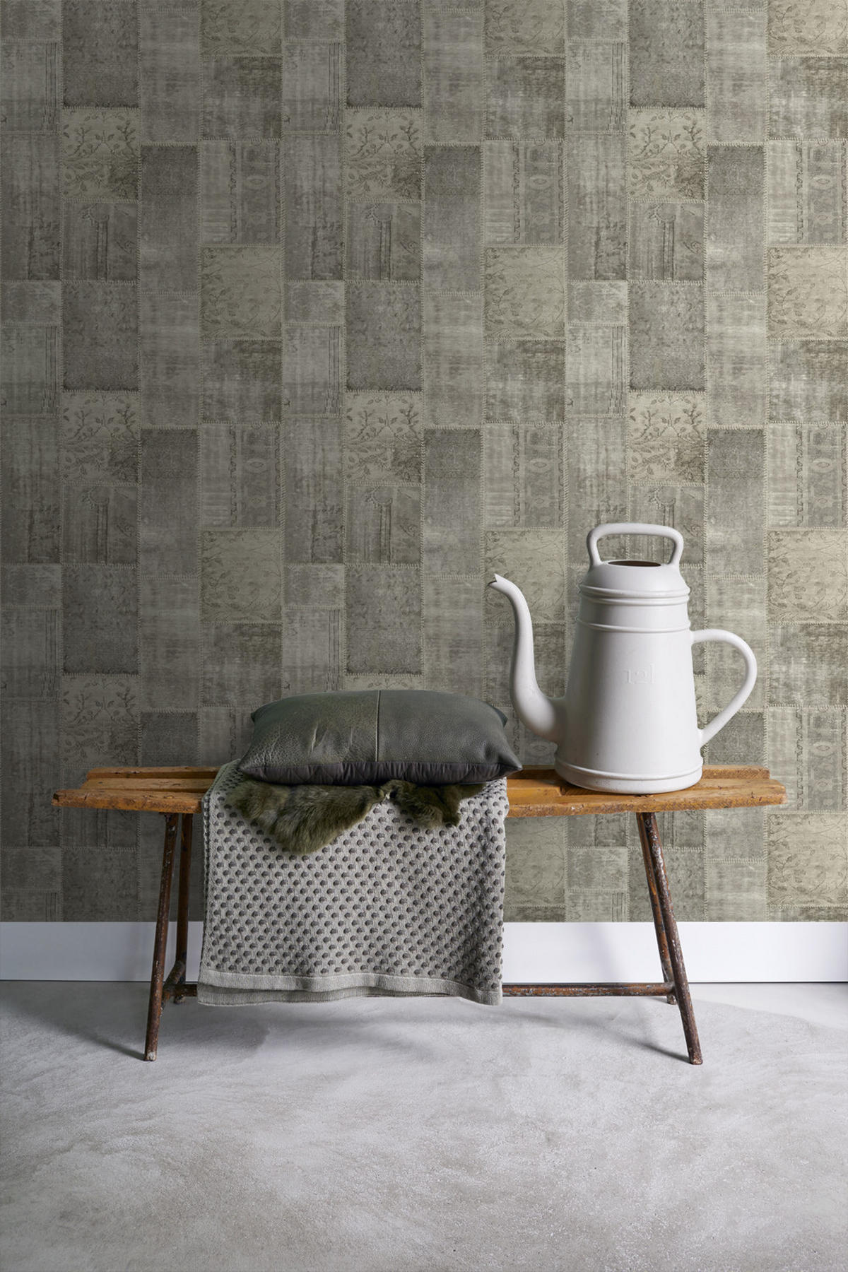 TAPETE Kelim-Patchwork 53 cm x 10.05 m - Braun, Papier (53/1000cm) - ESTAhome