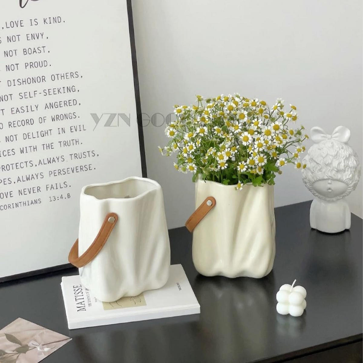 VASE 12,5 x 12,5 x 16 cm - Weiß, Keramik (16cm) - LIBRATON