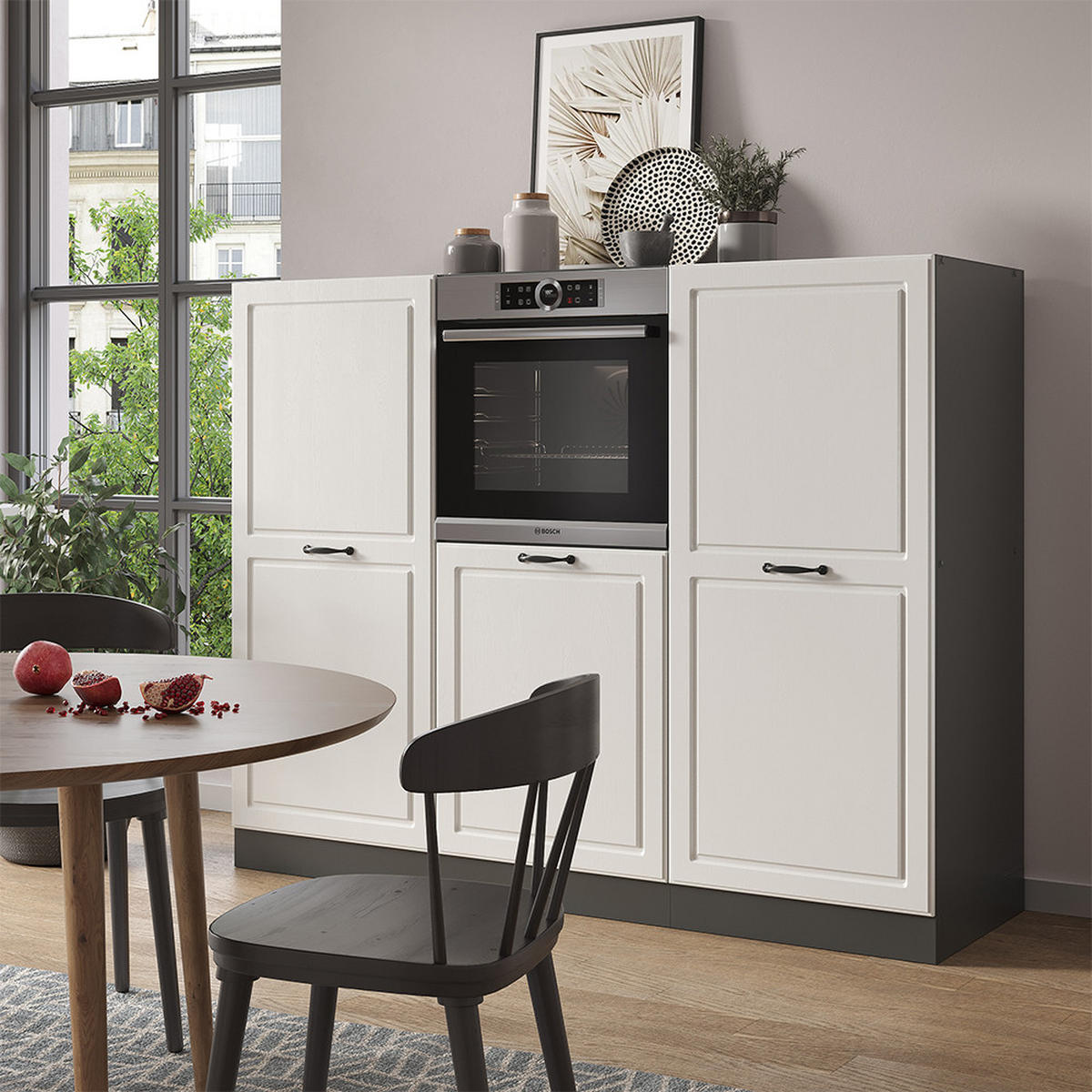 KÜCHENBLOCK R-Line Weiß Landhaus/Anthrazit 180 cm ohne AP - Anthrazit/Weiß, Holzwerkstoff (180/81.6/46cm) - Vicco