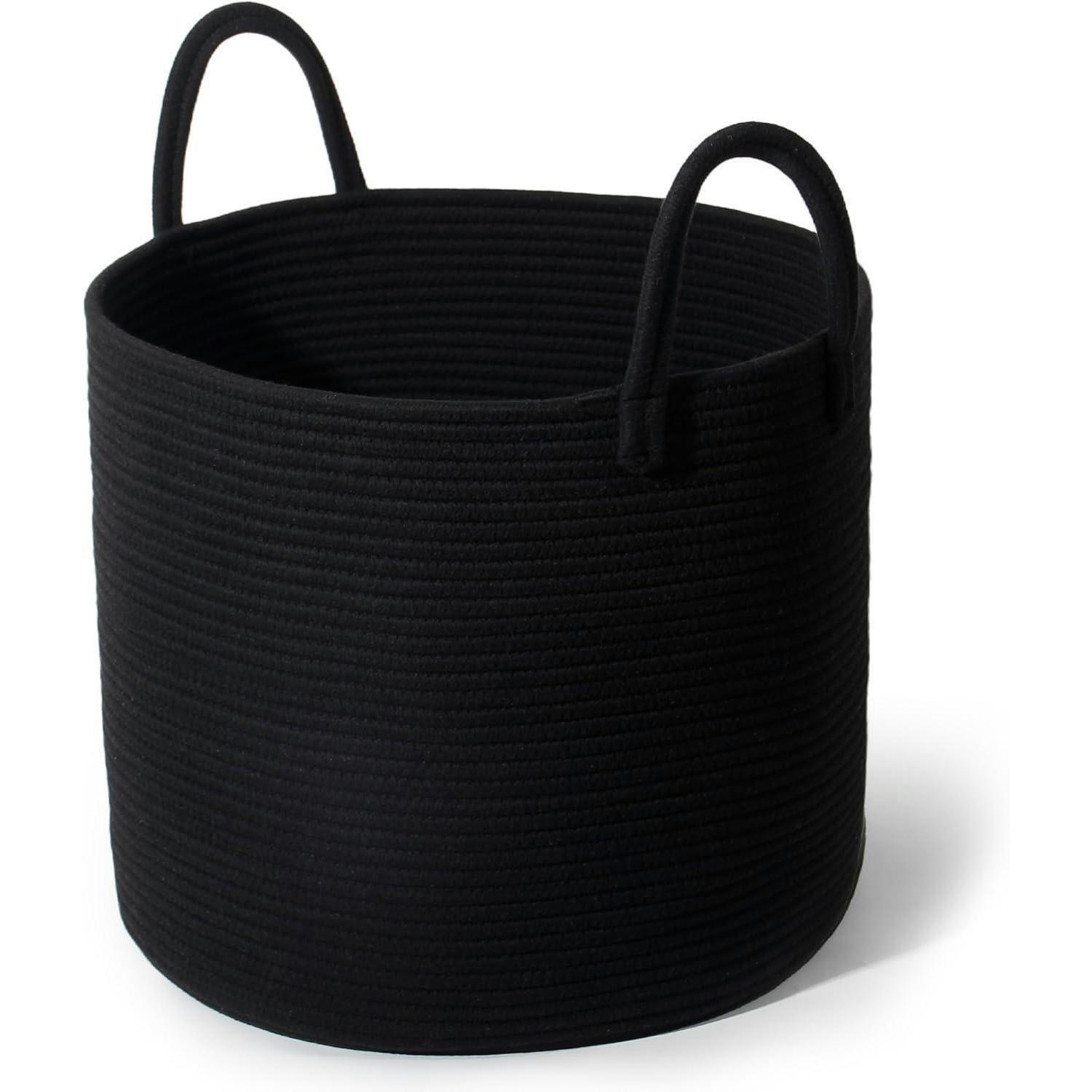 WÄSCHEKORB Baumwolle Schwarz 40 x 34 cm - Schwarz, Textil (40/34/40cm)