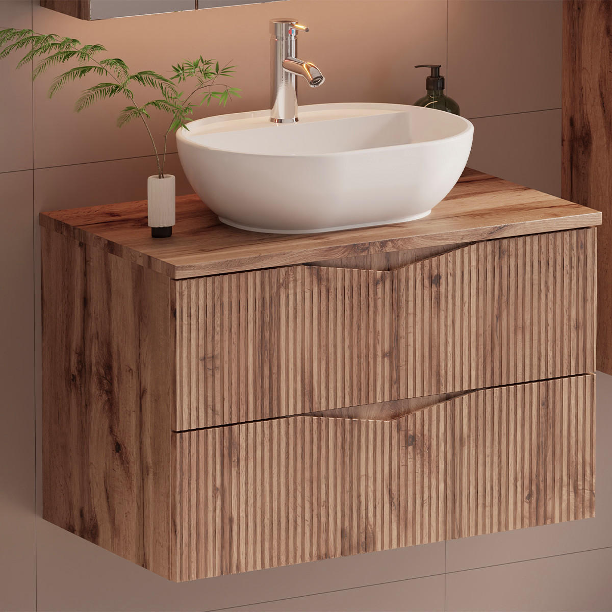 WASCHTISCHUNTERSCHRANK 80.6cm Tao Holz - Braun, Holzwerkstoff (80.6/52.2/46.5cm) - Petits-meubles