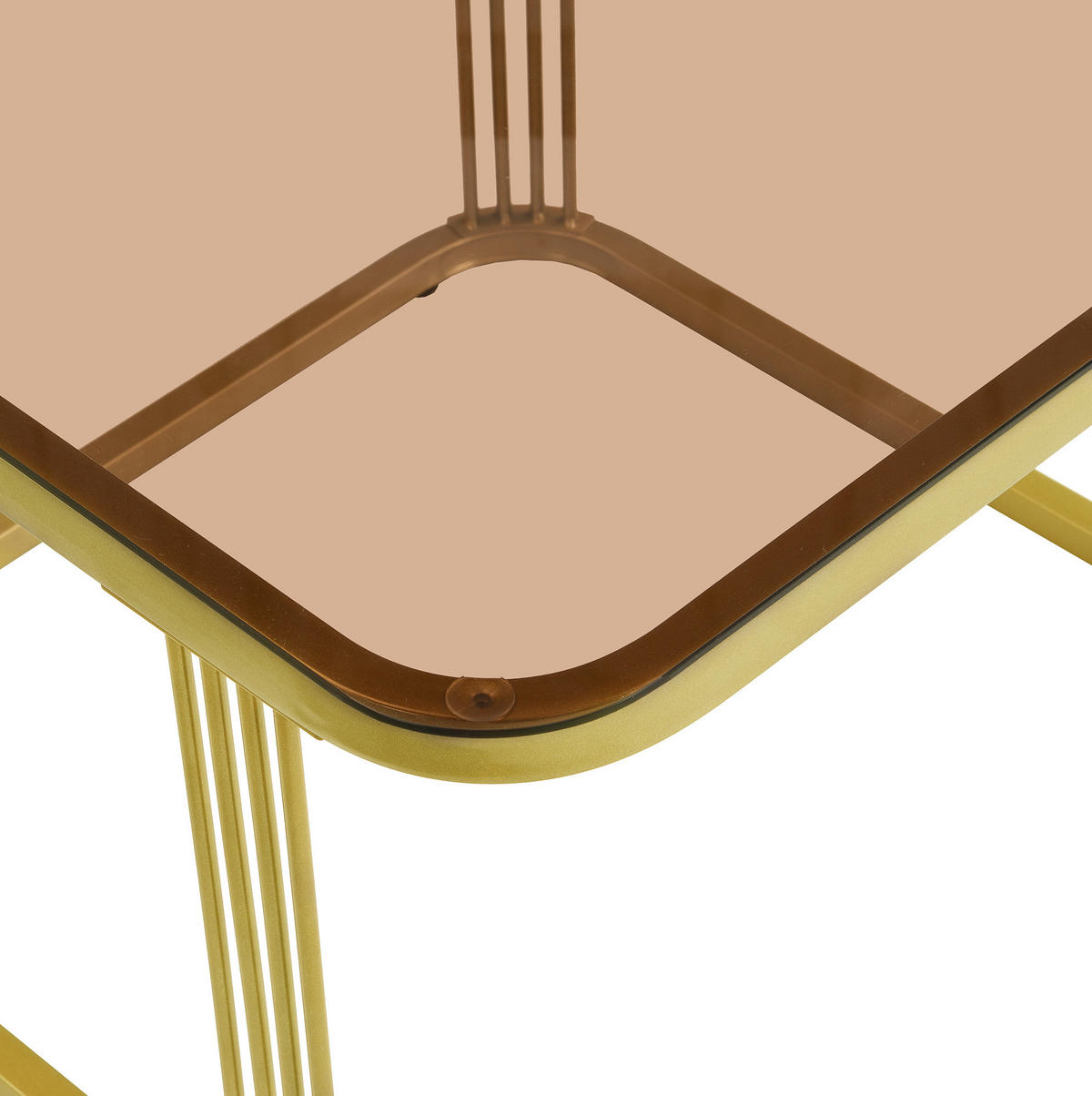 COUCHTISCH 60/60/44.5+50/50/34.5 cm in Weiß/Gold aus MDF mit Schublade - Weiß, Holzwerkstoff (60/60/45cm) - OKMYHOME