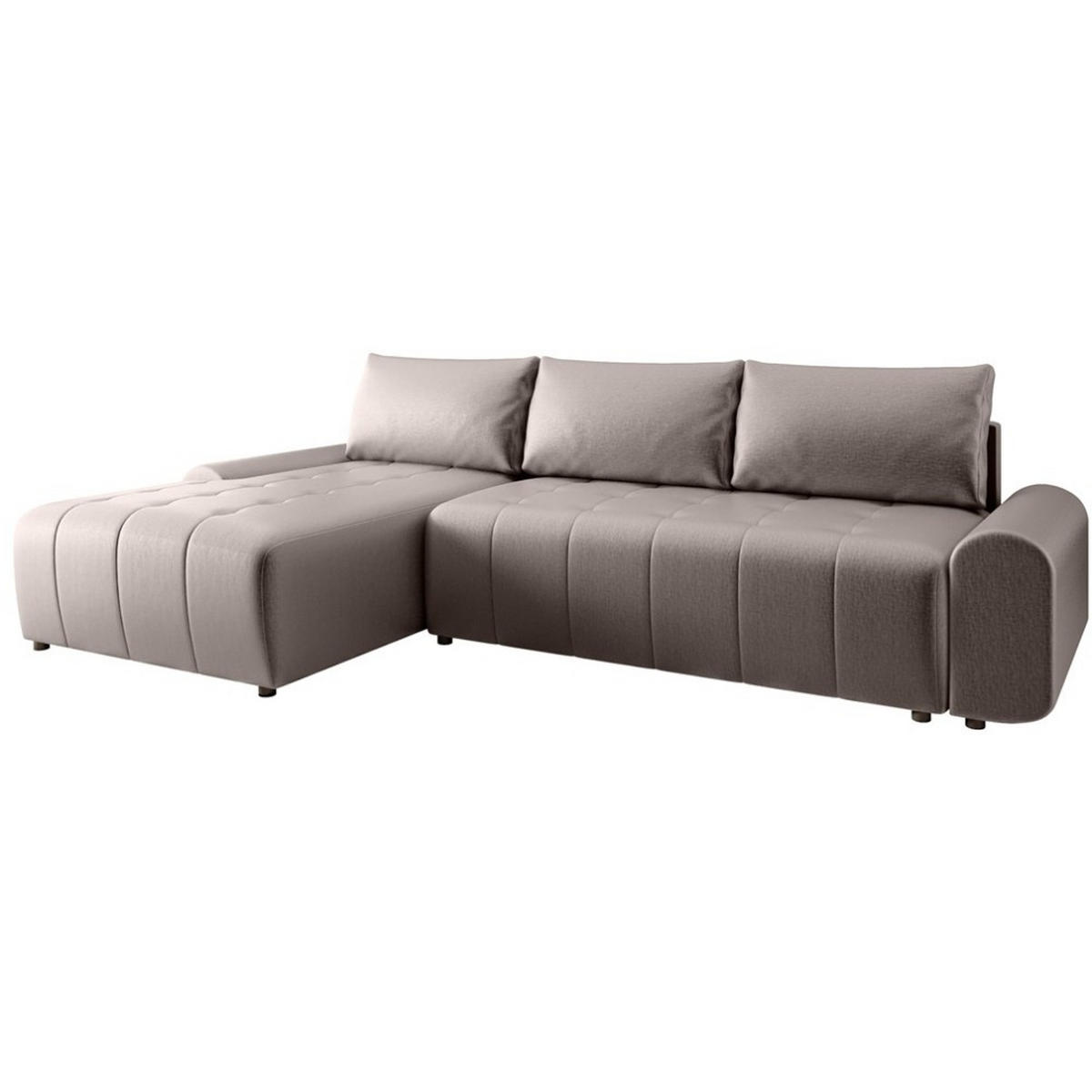 ECKSCHLAFSOFA Costa L taupe links - Taupe/Schwarz, Kunststoff/Textil (290/169cm) - Beautysofa