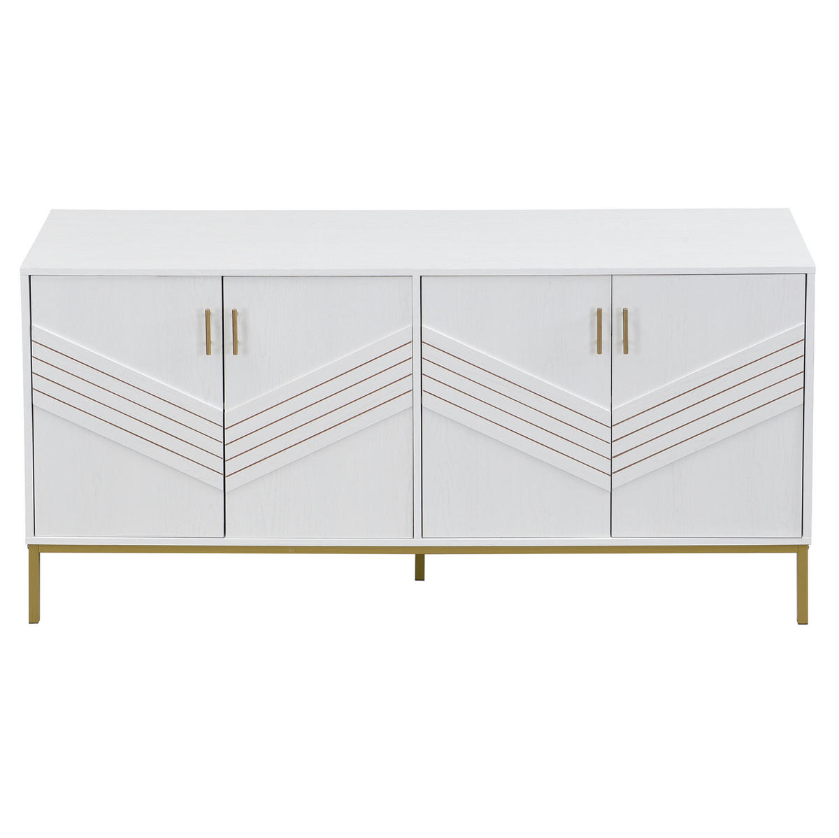 SIDEBOARD 160/40/80,5 cm z MDF bílá s dekorem dřeva a zlatými kovovými nohami - bílá, kompozitní dřevo (40/80.5/160cm) - Modenvie