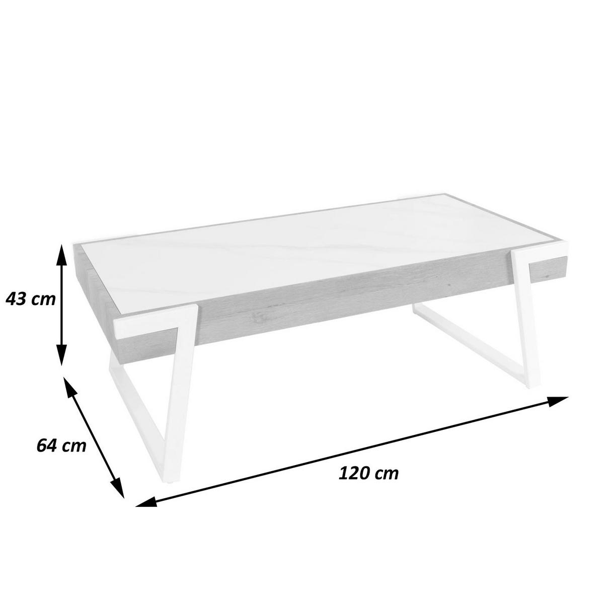 COUCHTISCH rechteck Grau - Grau, Stein (64/120/43cm) - MCW