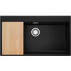 SPÜLBECKEN Oslo, 2-er set Schwarz 88/50 cm 1 Becken + Ablauf-Set + Schneidebrett ab 90er Unterschrank - Chromfarben/Beige, Kunststoff (88/20/50cm) - Primagran