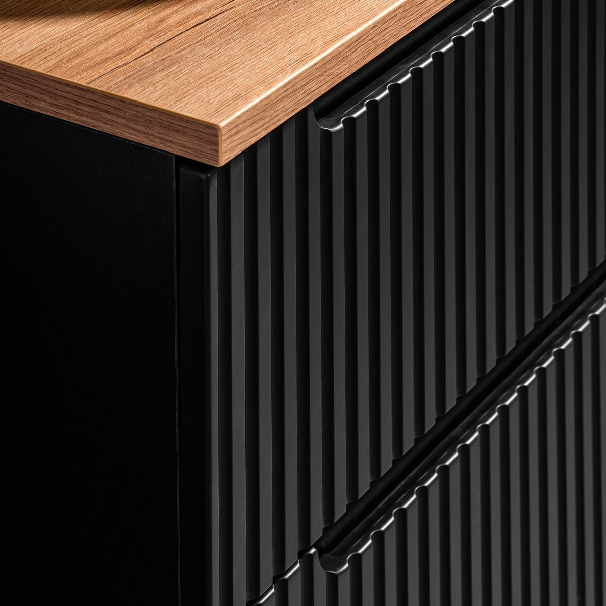 WASCHTISCHUNTERSCHRANK 60.4cm Riva Schwarz und Holz - Schwarz, Holzwerkstoff (60.4/59/40cm) - Petits-meubles